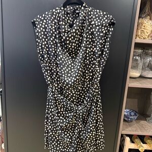 Zara Black and Cream Polka Dot Mini Dress